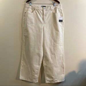 ELOQUII Elements Jeans  Sz 16 Wide Leg High Rise Off White Coloured Denim
